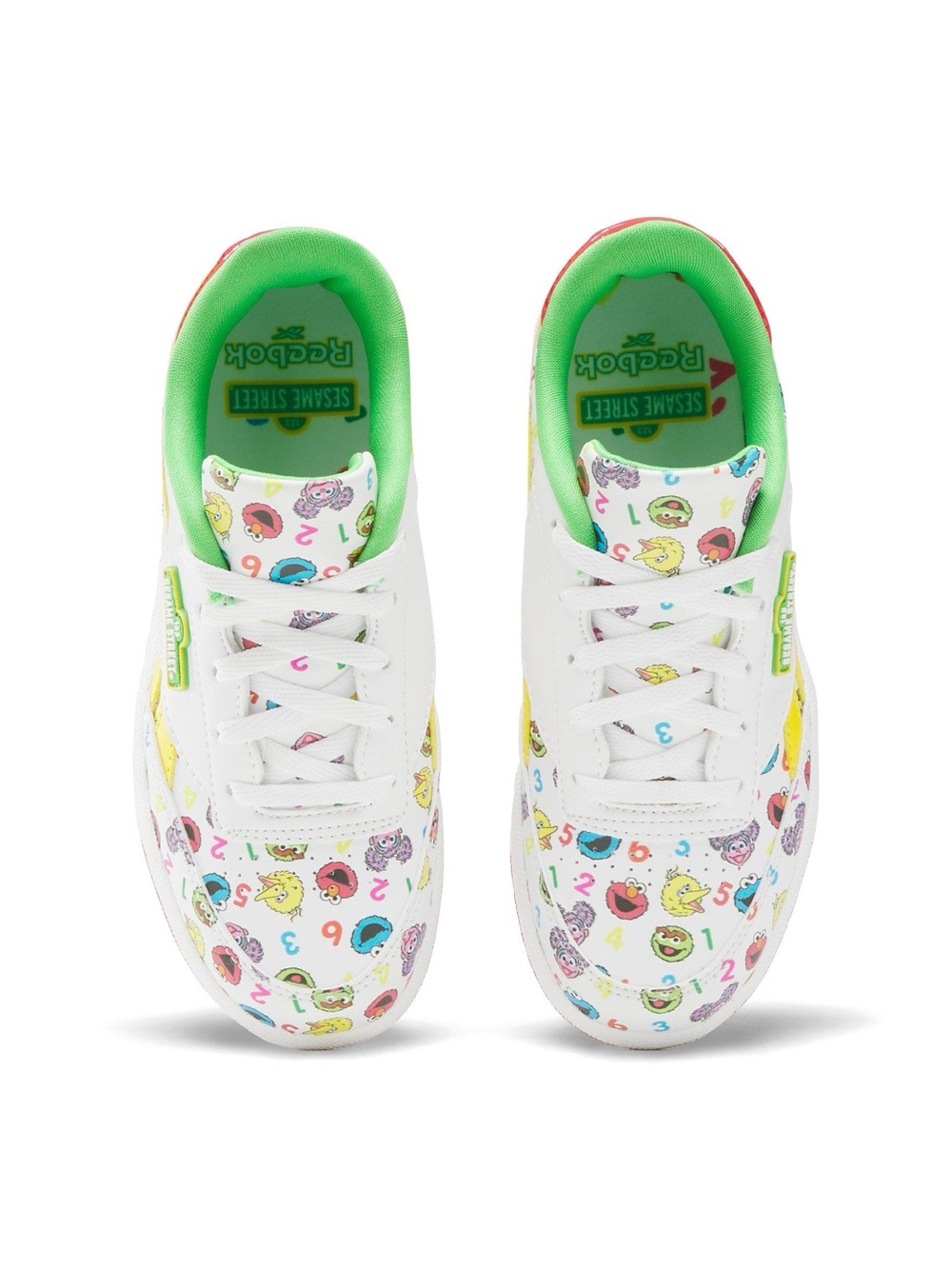 NIB Reebok x Sesame Street Club C Revenge White Green Yellow Sneaker Size 1 - Picture 2 of 7